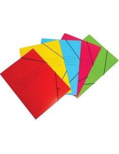 PAQ 20 CARPETA CARTON Fº GOMAS Y SOLAPAS COLORES SURTIDOS